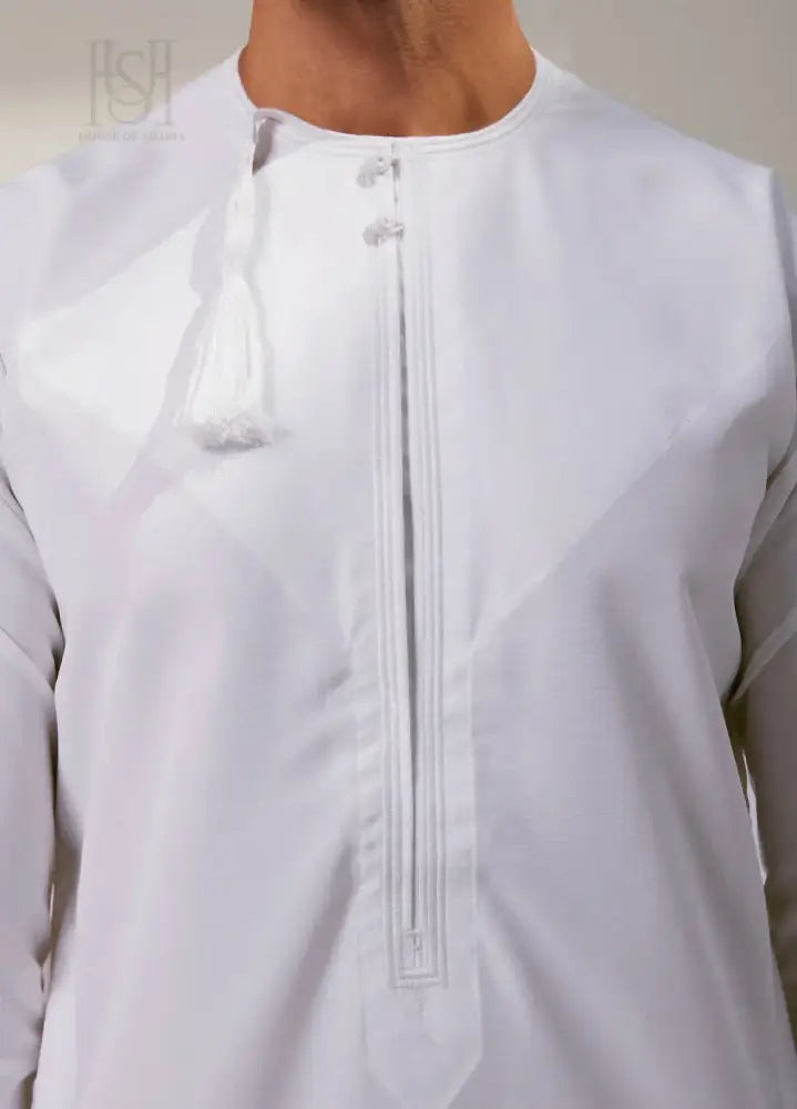 Men’s Omani Thobe - Full White with Tassel