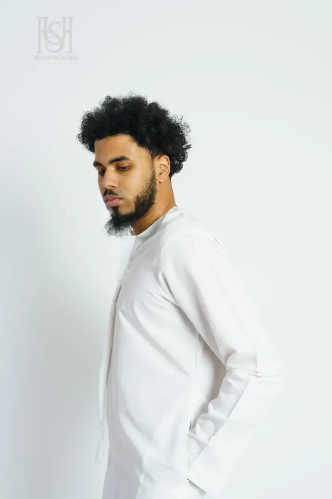Men’s Emirati Thobe - White with Tassel