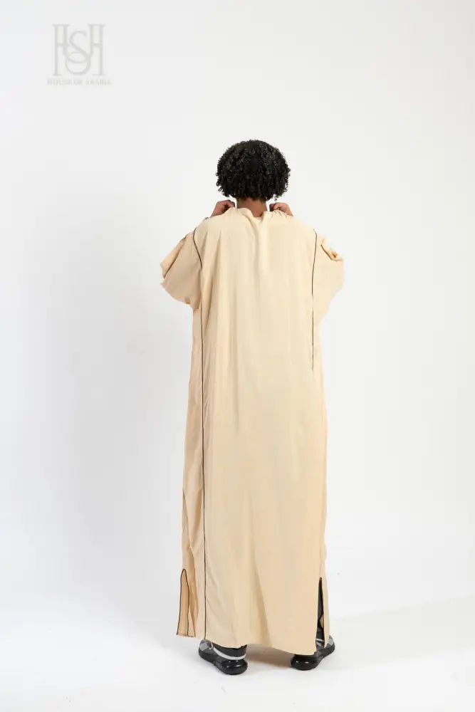 Men’s Moroccan Thobe - Cream with Bronze Embroidery
