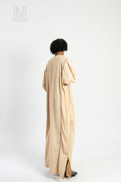 Men’s Moroccan Thobe - Cream with Bronze Embroidery