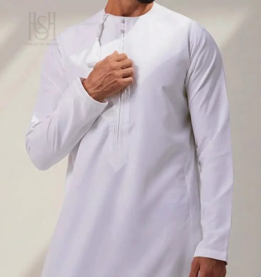 Men’s Omani Thobe - Full White with Tassel